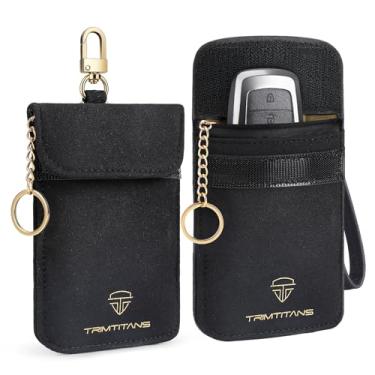 Imagem de Faraday Bags, pacote com 2 protetores de chave Faraday com alça, bolsa de bloqueio RFID para carro, proteção de segurança do carro, capa antifurto