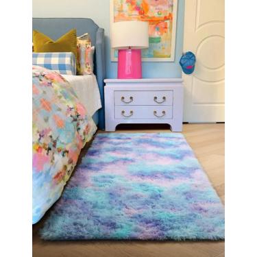 Imagem de Tapete PAGISOFE Furry Rainbow Purple Rosa Soft 61x122 cm