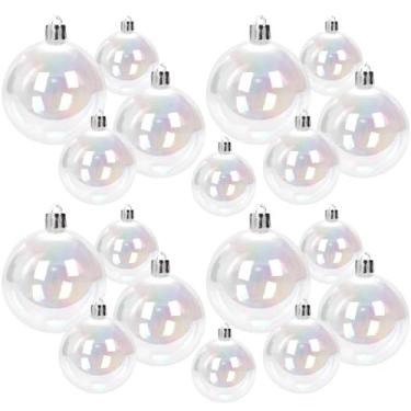 Imagem de Conjunto de 18 peças de enfeites de bola iridescente, bolas de plástico transparente arco-íris, decorações de Natal inquebráveis em quatro tamanhos, esferas decorativas penduradas