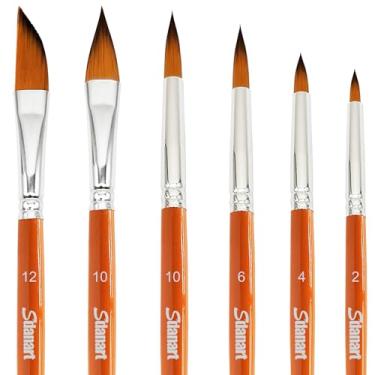 Imagem de Sdanart Pincéis de aquarela profissionais 6 peças de pincéis de aquarela para pintura, pincel oval de língua de gato, adaga, pincel de aquarela pontiagudo redondo para aquarela, tinta acrílica guache