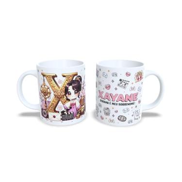 Imagem de Caneca de Cerâmica Personalizada Amanda, Tema Dorama, Branca com Ilustração Kawaii, 325ml (x)