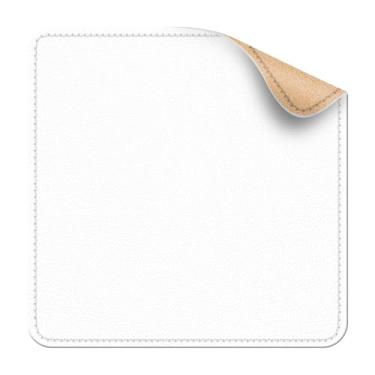 Imagem de Mouse pad de couro com borda costurada, tapete de mouse para jogos à prova d'água para computadores, laptop, escritório e casa (branco, 28 x 20 cm)