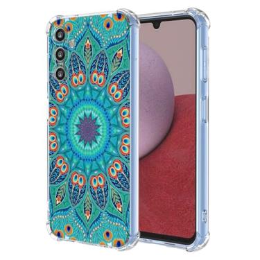 Imagem de WEIOUHR Capa para Galaxy A14 5G Samsung A14 5G Transparente TPU Macio Pena Verde Design em Relevo, Resistente a Choques Capa Protetora Leve, para Samsung Galaxy A14 5G (Verde Pavão)
