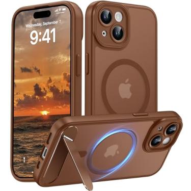 Imagem de AMILIFECASES Capa magnética compatível com iPhone 15, [suporte invisível embutido] [compatível com MagSafe] [proteção total da câmera] Capa de celular fosca translúcida para iPhone 15 6,1 polegadas