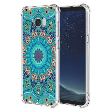 Imagem de WEIOUHR Capa para Galaxy S8Plus Samsung S8Plus capa protetora de TPU macio transparente, design em relevo verde, resistente a arranhões, proteção leve, para Samsung Galaxy S8Plus (verde pavão)