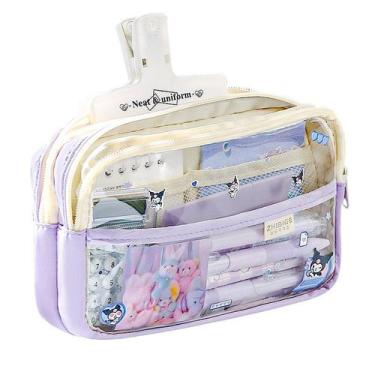 Imagem de Estojo para lápis, tecido transparente de grande capacidade, 200 ml - 