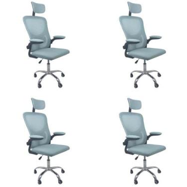 Imagem de Kit Com 4 Cadeiras De Escritório Diretor Oficial Vegas Com Apoio + Ebo