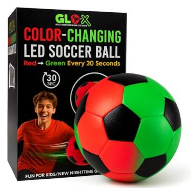 Imagem de Glow in The Dark Light Up Soccer Ball – Color Changing LED Soccer Ball – Red & Green Light Every 30 Seconds – Night Sports Fun for Kids, Teens & Adults