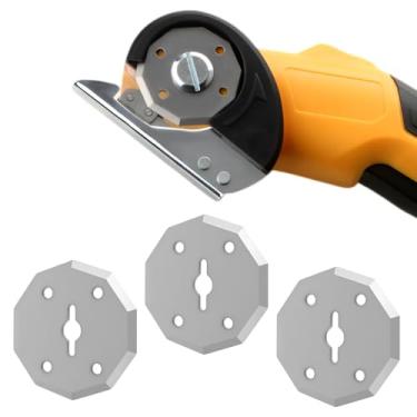 Imagem de 4 peças de lâmina rotativa de substituição de aço de alto carbono, lâmina de tesoura elétrica precisa, cortador de substituição de várias bordas para papel (prata, 4)