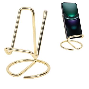Imagem de CREECHWA Suporte de celular de metal dourado, bonito suporte de celular para mesa, compatível com iPhone, Samsung, Switch e tablet