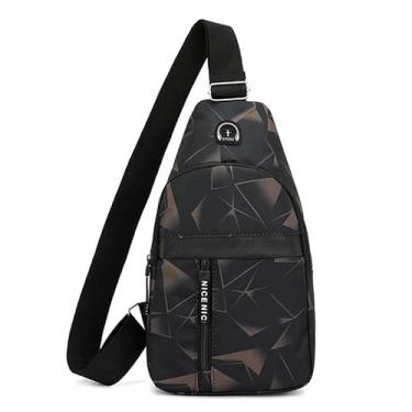 Imagem de Mochila de ombro, bolsa mensageiro, ajustável, portátil, masculina, caminhada, esportes, Camada única preta, Camada única preta