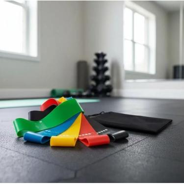 Imagem de Kit 5 Faixa Elastica Treino Para Exercícios Super Mini Band - MKFIT