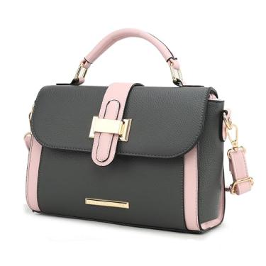 Imagem de MKF Collection Bolsa feminina - Bolsa de ombro de couro vegano com alça superior, bolsa tiracolo da Mia K, Cb Willa Charcoal, Medium