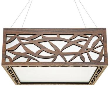 Imagem de Luminária Decorativa Madeira Pendente Copacabana Quad 45Cm - Creatus L