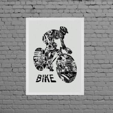 Imagem de Quadro Decorativo Bike Art 45X34Cm Com Vidro Moldura Branca - Quadros 