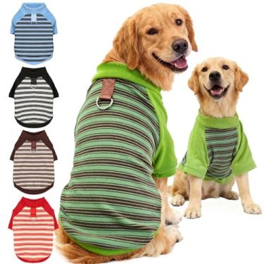 Imagem de Suéter para cães leve e elástico camiseta de lã listrada para animais de estimação roupas de gatos macio para cães pequenos, médios e grandes (verde, 4GG)