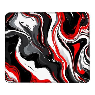 Imagem de Mouse pad preto vermelho redemoinho com base de borracha antiderrapante, tapete de mouse lavável com bordas costuradas, pequenos mouse pads para computadores, laptop, jogos, escritório e casa, 24 x 20
