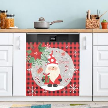 Imagem de ATTX Capa de ímã de lava-louças de gnomo fofo de Natal, 58 cm C x 66 cm A decoração da capa frontal da máquina de lavar louça, decalques de armário doméstico adesivos de eletrodomésticos #19