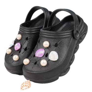 Imagem de Sapatos aquáticos clássicos para meninos e meninas com estampa de jardim, sandália Beah, Preto, 9.5-10 Little Kid