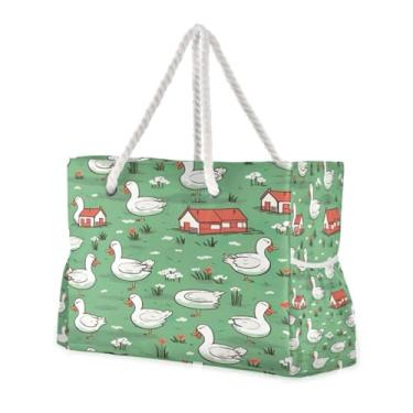 Imagem de ATTX Sacos de praia femininos de desenho animado - Bolsas de praia grandes com zíper, impermeável, à prova de areia, bolsa para piscina grande #551