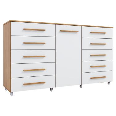 Imagem de Cômoda Multiuso 10 Gavetas 1 Porta Ferrari com Rodízios