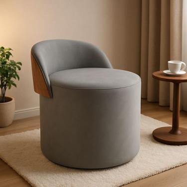 Imagem de Puff Encosto material sintético Redondo Suede Sala Penteadeira Quarto 