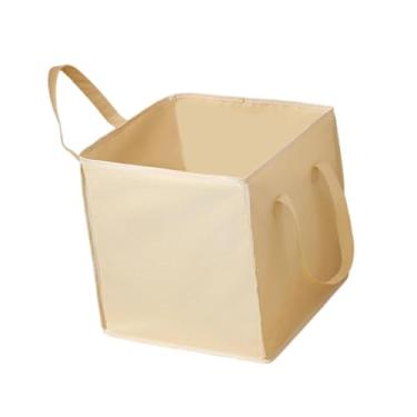 Imagem de predolo Organizador de cabides rígido com tampa e alças, leve e prático para guardar brinquedos, objetos diversos outros itens domésticos, Quadrado Bege