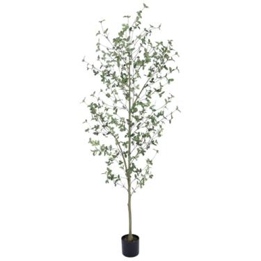 Imagem de Bellacat Árvore de folha de marmeleiro artificial de 2,1 m com troncos realistas, folha de marmeleiro falsa de 213 cm com folhas realistas para jardim, casa, decoração de sala de estar