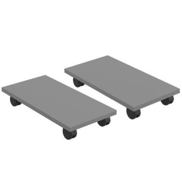 Imagem de Kit 02 Suportes Para Cpu Com Rodízios Cyber L03 Cinza - LYAM DECOR