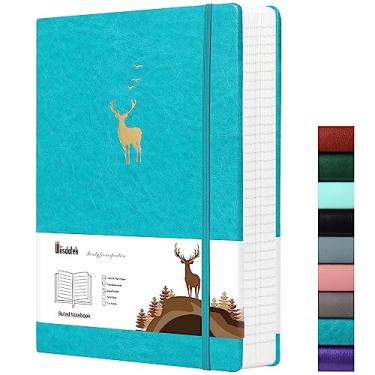 Imagem de Wiisdatek Caderno forrado com capa macia, 312 páginas numeradas grande B5 couro grosso, papel pautado 100 g/m², para homens e mulheres, 19 cm x 25 cm - azul