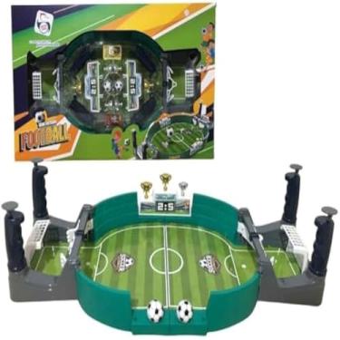 Imagem de Mini jogo de futebol de mesa portatil, diversao familiar, competitivo, elegante, arena, verde, colorido, compacta.