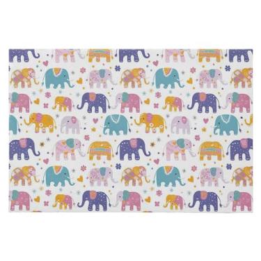 Imagem de Wassud Tapete de porta de elefantes de desenho animado 61 x 89 cm, tapete de área lavável antiderrapante com suporte de borracha, tapete macio e macio para sala de estar, quarto, entrada, entrada