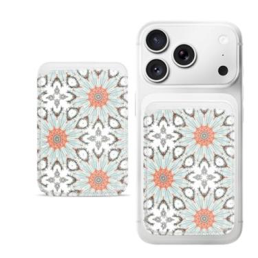 Imagem de Suporte magnético para iPhone, carteira fina de couro PU, capa para cartão, capa traseira para cartão, acessório de telefone fofo