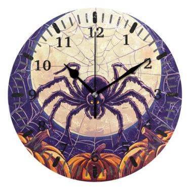 Imagem de CEBUGI 1 relógio de parede com desenho animado de aranhas 1 relógio redondo operado por bateria relógios de parede silenciosos sem tique-taque para cozinha, banheiro, quarto, escritório, decoração