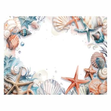 Imagem de Jogo Americano Mesa Posta Kit 2 a 12 Unidades Impermeável Decoração de Mesa (Fundo do Mar,Kit 4 peças)