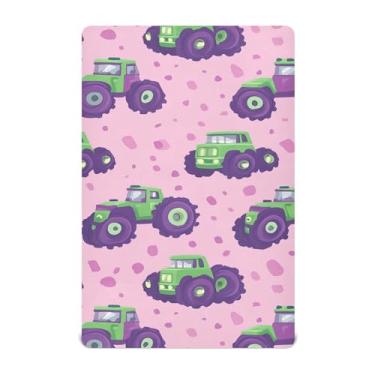 Imagem de CEBUGI Lençol de berço elástico para bebês meninos e meninas, Monster Trucks portátil, pacote N Play, lençol com elástico para crianças, material neutro, ultra macio, colchão infantil padrão completo