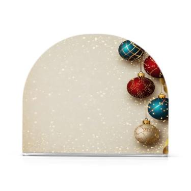 Imagem de xigua Suporte de guardanapo de bola de decoração de Natal para mesas, porta-guardanapos de papel de placa acrílica elegante, dispensador de papel de seda independente moderno para jantar, sala de