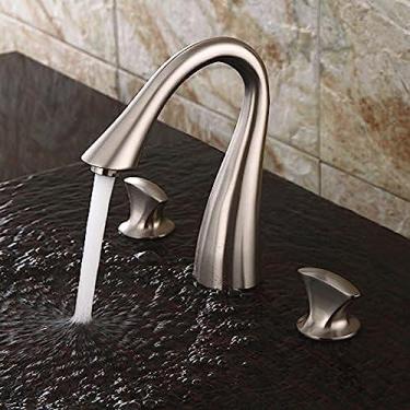 Imagem de LMJYU Torneiras de pia de banheiro Torneira de lavatório, torneira preta antiga de três furos sob o balcão torneira dupla aberta quente e fria torneira de banheiro torneira de três peças, preto