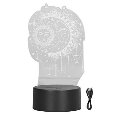 Imagem de Fafeicy Sun Moon 3D LED Night Light Lâmpada Acrílica Com Interruptor de Toque de 7 Cores para Quarto e Crianças
