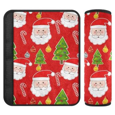 Imagem de Burbuja Capa para cinto de segurança de carro com árvore de Papai Noel, macio, confortável, protetor de cinto de segurança para alça de ombro de assento, 1 par médio