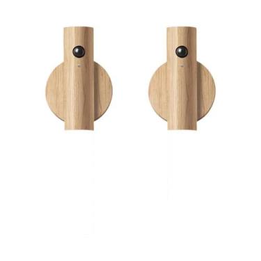 Imagem de Luminárias De Parede De Madeira Recarregáveis Com Sensor De Movimento 