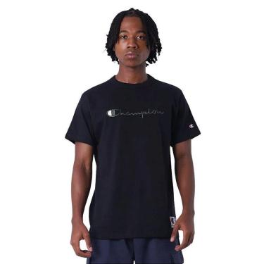 Imagem de Camiseta Manga Curta Champion Malhão Heritage Script Preto-Masculino