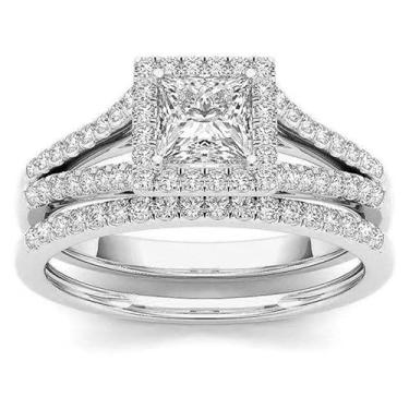 Imagem de Um conjunto de anéis quadrados micro incrustados de luxo leve unissex para homens e mulheres joias finas vida diária namoro decoração para festa de formatura, Cobre, Sem pedra preciosa