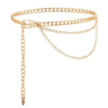 Imagem de Corrente punk de metal dourado, cinto de metal dourado, ajustável multicamadas, cinto longo de metal, cintos, joias elegantes, acessórios para decorar o corpo, para vestidos, jeans, saias e calças