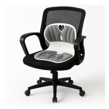Imagem de Almofada Ergonômica Com Apoio Lombar, Estofada Para Cadeira (Cinza)