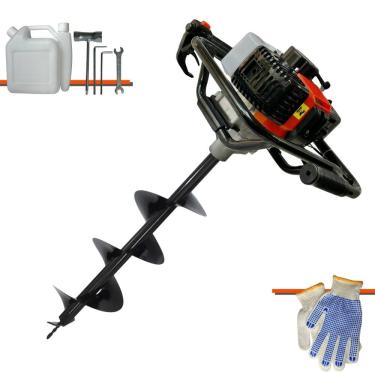 Imagem de Perfurador de Solo Profissional Vant VPS52 À Gasolina 2T 52cc 2HP de Potência 6.500rpm + Broca 80X20cm Para Plantio e Construção Civil