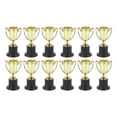Imagem de SIWOTED 12Pcs Mini Troféus Cor Brilhante Base Estável de Plástico Forte Peso Leve Troféus de Prêmio de Ouro para Crianças Festa Escolar
