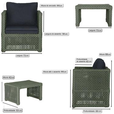 Imagem de Mesa E 4 Poltronas Madri Corda Náutica Estofado 12 Trama Verde