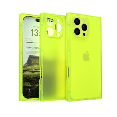 Imagem de IAIYOXI Capa retangular fosca para iPhone 12,6 cm, proteção total da câmera e cantos reforçados com almofada de TPU, capa transparente fina à prova de choque para mulheres e meninas, amarela