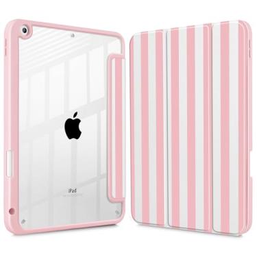 Imagem de May Chen Capa traseira transparente para iPad 9ª geração com suporte para lápis, iPad 8ª/7ª geração, 10,2 polegadas, suporte para caneta, suporte de três dobras para despertar/hibernar, transparente